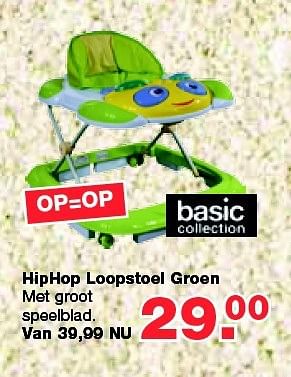 Aanbiedingen Hiphop loopstoel groen - Basic Collection - Geldig van 13/08/2014 tot 10/09/2014 bij Baby & Tiener Megastore