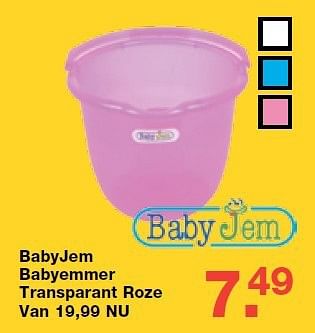 Aanbiedingen Babyjem babyemmer transparant roze - BabyJem - Geldig van 13/08/2014 tot 10/09/2014 bij Baby & Tiener Megastore