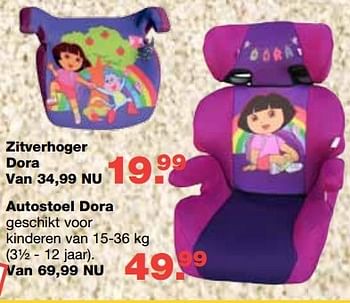 Aanbiedingen Zitverhoger dora - Dora - Geldig van 13/08/2014 tot 10/09/2014 bij Baby & Tiener Megastore