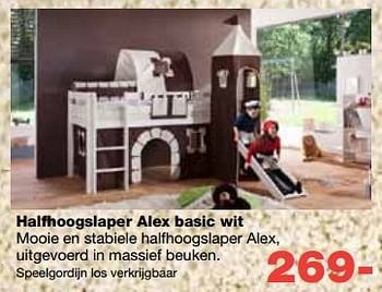 Aanbiedingen Halfhoogslaper alex basic wit - Huismerk - Baby &amp; Tiener Megastore - Geldig van 13/08/2014 tot 10/09/2014 bij Baby & Tiener Megastore