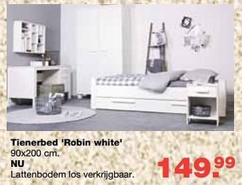 Aanbiedingen Tienerbed `robin white` - Huismerk - Baby &amp; Tiener Megastore - Geldig van 13/08/2014 tot 10/09/2014 bij Baby & Tiener Megastore