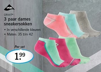 Aanbiedingen 3 paar dames sneakersokken - Crivit - Geldig van 14/08/2014 tot 17/08/2014 bij Lidl