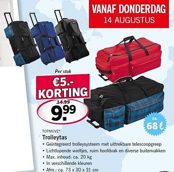 Aanbiedingen Trolleytas - TopMove - Geldig van 14/08/2014 tot 17/08/2014 bij Lidl