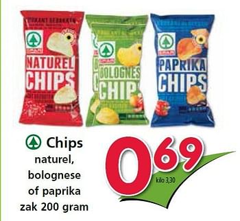 Aanbiedingen Chips naturel, bolognese of paprika - Spar - Geldig van 14/08/2014 tot 20/08/2014 bij Attent
