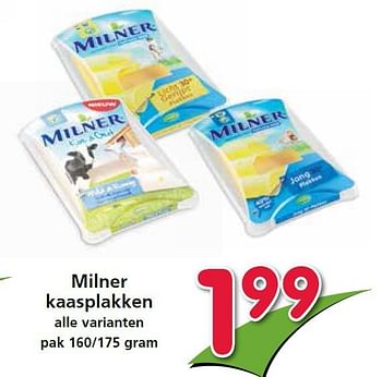 Aanbiedingen Milner kaasplakken alle varianten - Milner - Geldig van 14/08/2014 tot 20/08/2014 bij Attent
