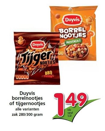 Aanbiedingen Duyvis borrelnootjes of tijgernootjes - Duyvis - Geldig van 14/08/2014 tot 20/08/2014 bij Attent
