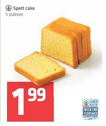 Aanbiedingen Spelt cake - Spar - Geldig van 14/08/2014 tot 20/08/2014 bij Spar