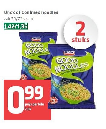 Aanbiedingen Unox of conimex noodles - Unox - Geldig van 14/08/2014 tot 20/08/2014 bij Spar