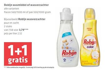 Aanbiedingen Robijn wasmiddel of wasverzachter - Robijn - Geldig van 14/08/2014 tot 20/08/2014 bij Spar