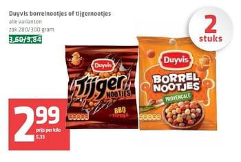 Aanbiedingen Duyvis borrelnootjes of tijgernootjes - Duyvis - Geldig van 14/08/2014 tot 20/08/2014 bij Spar