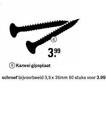 Aanbiedingen Karwei gipsplaat schroef - Huismerk Karwei - Geldig van 16/08/2014 tot 23/08/2014 bij Karwei