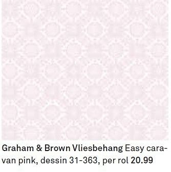 Aanbiedingen Graham + brown vliesbehang easy cara­ van pink - Graham &amp; Brown - Geldig van 16/08/2014 tot 23/08/2014 bij Karwei