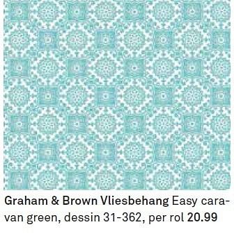Aanbiedingen Graham + brown vliesbehang easy cara­ van green - Graham &amp; Brown - Geldig van 16/08/2014 tot 23/08/2014 bij Karwei