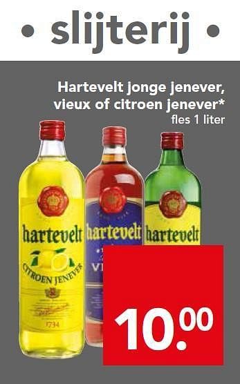 Aanbiedingen Hartevelt jonge jenever, vieux of citroen jenever - Hartevelt - Geldig van 17/08/2014 tot 23/08/2014 bij Deen Supermarkten