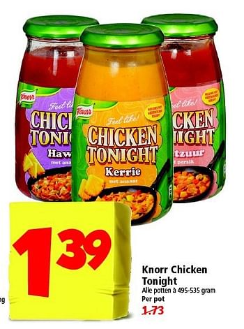 Aanbiedingen Knorr chicken tonight - Knorr - Geldig van 17/08/2014 tot 23/08/2014 bij Plus