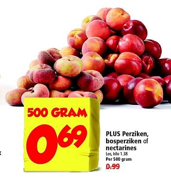 Aanbiedingen Plus perziken, bosperziken of nectarines - Huismerk - Plus - Geldig van 17/08/2014 tot 23/08/2014 bij Plus