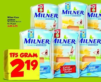 Aanbiedingen Milner kaas plakken - Milner - Geldig van 17/08/2014 tot 23/08/2014 bij Plus
