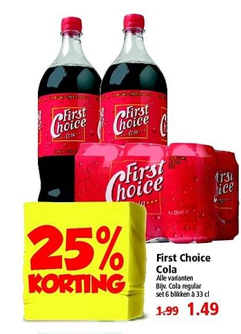 Aanbiedingen First choice cola - First choice - Geldig van 17/08/2014 tot 23/08/2014 bij Plus