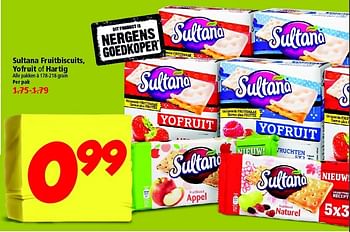 Aanbiedingen Sultana fruitbiscuits, yofruit of hartig - Sultana - Geldig van 17/08/2014 tot 23/08/2014 bij Plus