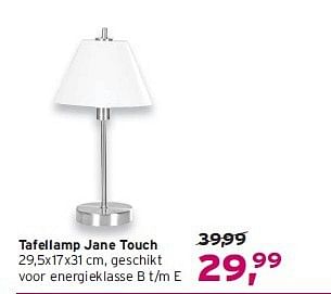 Aanbiedingen Tafellamp jane touch - Huismerk - Leen Bakker - Geldig van 17/08/2014 tot 30/08/2014 bij Leen Bakker