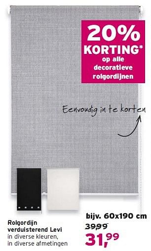 Aanbiedingen Rolgordijn verduisterend levi - Huismerk - Leen Bakker - Geldig van 17/08/2014 tot 30/08/2014 bij Leen Bakker