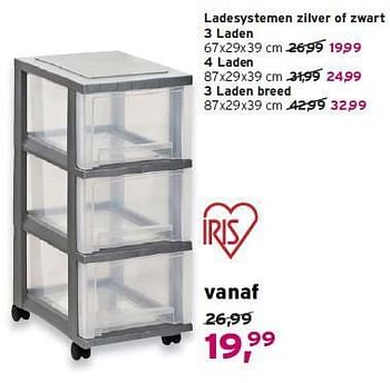 Aanbiedingen Ladesystemen zilver of zwart 3 laden - Iris - Geldig van 17/08/2014 tot 30/08/2014 bij Leen Bakker