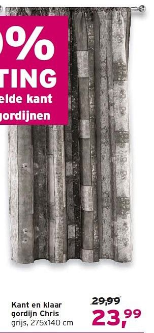 Aanbiedingen Kant en klaar gordijn chris - Huismerk - Leen Bakker - Geldig van 17/08/2014 tot 30/08/2014 bij Leen Bakker