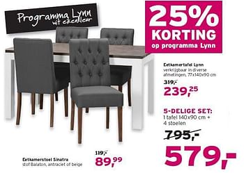 Aanbiedingen 5-delige set: 1 tafel 140x90 cm + 4 stoelen - Huismerk - Leen Bakker - Geldig van 17/08/2014 tot 30/08/2014 bij Leen Bakker