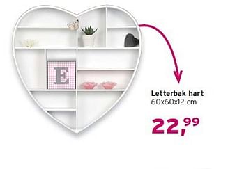 Aanbiedingen Letterbak hart - Huismerk - Leen Bakker - Geldig van 17/08/2014 tot 30/08/2014 bij Leen Bakker