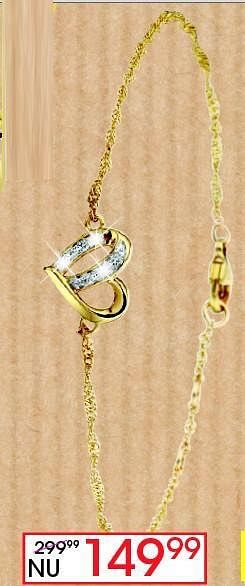Aanbiedingen Gouden armband met 7 diamanten 0.03 karaat - Huismerk - Lucardi - Geldig van 17/08/2014 tot 14/09/2014 bij Lucardi