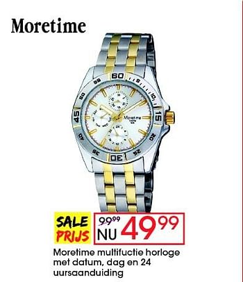 Aanbiedingen Moretime multifuctie horloge met datum,dag en 24 uursaanduiding - Moretime - Geldig van 17/08/2014 tot 14/09/2014 bij Lucardi