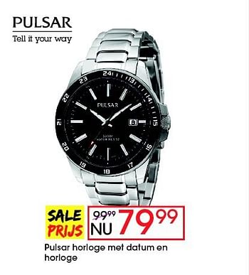 Aanbiedingen Pulsar horloge met datum en horloge - Pulsar - Geldig van 17/08/2014 tot 14/09/2014 bij Lucardi
