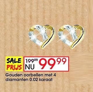 Aanbiedingen Gouden oorbellen met 4 diamanten 0.02 karaat - Huismerk - Lucardi - Geldig van 17/08/2014 tot 14/09/2014 bij Lucardi