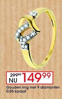 Aanbiedingen Gouden ring met 9 diamanten 0.05 karaat - Huismerk - Lucardi - Geldig van 17/08/2014 tot 14/09/2014 bij Lucardi