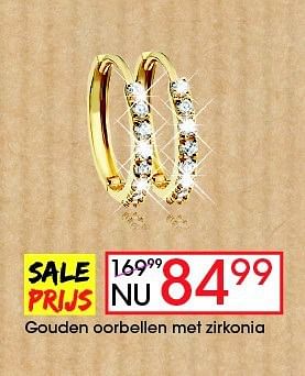 Aanbiedingen Gouden oorbellen met zirkonia - Huismerk - Lucardi - Geldig van 17/08/2014 tot 14/09/2014 bij Lucardi