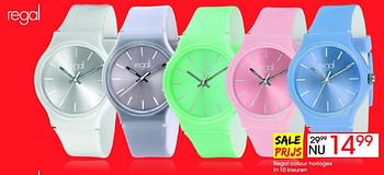Aanbiedingen Regal colour horloges in 10 kleuren - Regal - Geldig van 17/08/2014 tot 14/09/2014 bij Lucardi