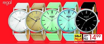 Aanbiedingen Regal horloge in diverse kleuren - Regal - Geldig van 17/08/2014 tot 14/09/2014 bij Lucardi