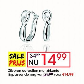 Aanbiedingen Zilveren oorbellen met zirkonia bijpassende ring - Huismerk - Lucardi - Geldig van 17/08/2014 tot 14/09/2014 bij Lucardi