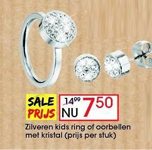 Aanbiedingen Zilveren kids ring of oorbellen met kristal(prijs per stuk) - Huismerk - Lucardi - Geldig van 17/08/2014 tot 14/09/2014 bij Lucardi