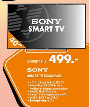 Aanbiedingen Sony smart tv kdl40w605 - Sony - Geldig van 18/08/2014 tot 24/08/2014 bij Expert