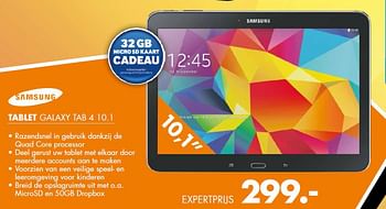 Aanbiedingen Samsung tablet galaxy tab 4 10.1 - Samsung - Geldig van 18/08/2014 tot 24/08/2014 bij Expert