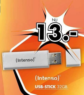 Aanbiedingen Intenso usb-stick 32gb - Intenso - Geldig van 18/08/2014 tot 24/08/2014 bij Expert