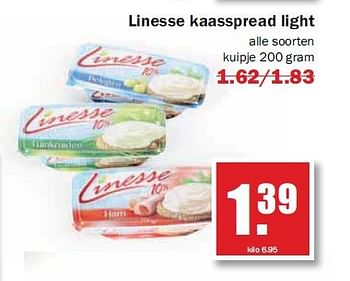 Aanbiedingen Linesse kaasspread light - Linesse - Geldig van 18/08/2014 tot 23/08/2014 bij MCD Supermarkten
