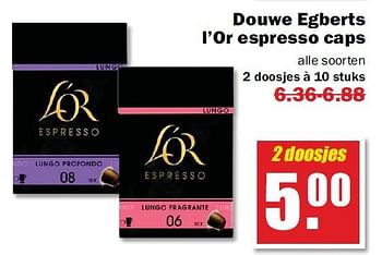 Aanbiedingen Douwe egberts l`or espresso caps - Douwe Egberts - Geldig van 18/08/2014 tot 23/08/2014 bij MCD Supermarkten