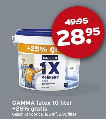 Aanbiedingen Gamma latex 10 liter +25% gratis - Huismerk - Gamma - Geldig van 18/08/2014 tot 24/08/2014 bij Gamma