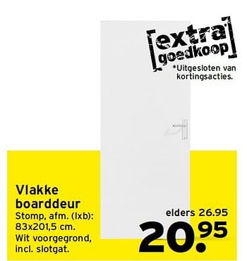 Aanbiedingen Vlakke boarddeur - Huismerk - Gamma - Geldig van 18/08/2014 tot 24/08/2014 bij Gamma