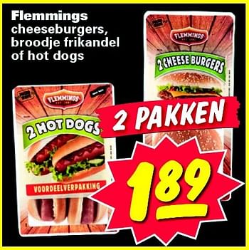 Aanbiedingen Flemmings cheeseburgers, broodje frikandel of hot dogs - Flemming's - Geldig van 18/08/2014 tot 24/08/2014 bij Nettorama