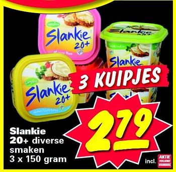 Aanbiedingen Slankie 20+ diverse smaken - Slankie - Geldig van 18/08/2014 tot 24/08/2014 bij Nettorama
