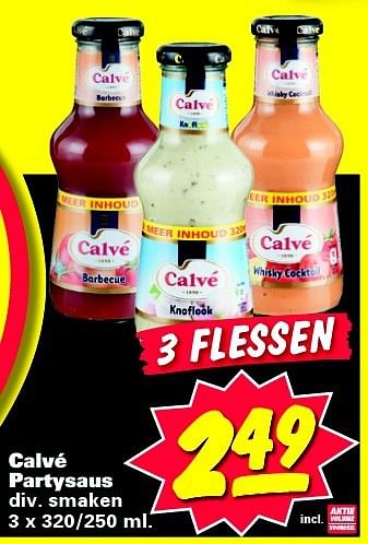 Aanbiedingen Calvé partysaus div. smaken - Calve - Geldig van 18/08/2014 tot 24/08/2014 bij Nettorama