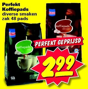 Aanbiedingen Perfekt koffiepads diverse smaken zak 48 pads - Perfekt - Geldig van 18/08/2014 tot 24/08/2014 bij Nettorama